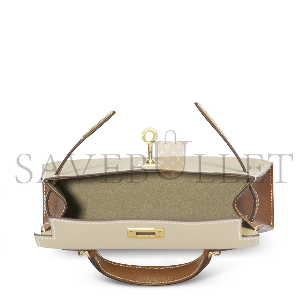 HERMÈS TRENCH & GOLD EPSOM LEATHER MINI KELLY II WITH GOLD HARDWARE (19*12*5.5cm)